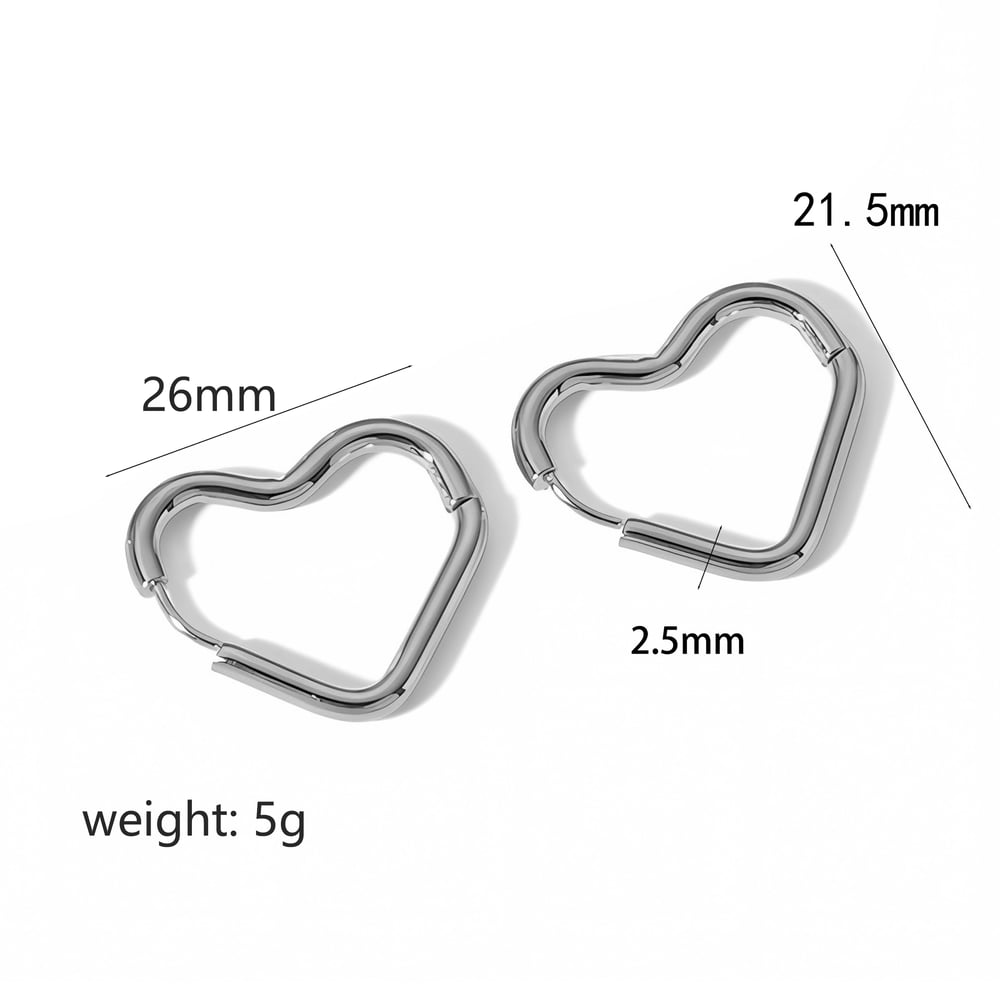 1 pair of simple classic  gold-plated stainless steel geometric heart earrings for women's jewelry for daily wear h5Picture2